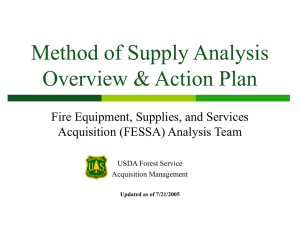 Method of Supply Analysis Overview &amp; Action Plan Acquisition (FESSA) Analysis Team