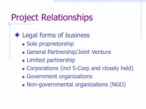 Project Relationships Legal forms of business