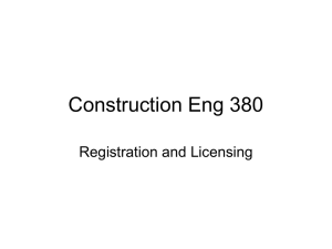 Construction Eng 380 Registration and Licensing