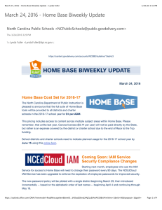 March 24, 2016 - Home Base Biweekly Update March 24, 2016
