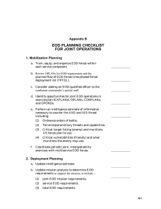 EOD PLANNING CHECKLIST FOR JOINT OPERATIONS Appendix B 1. Mobilization Planning