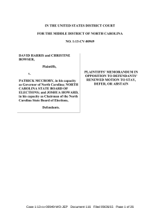 IN THE UNITED STATES DISTRICT COURT NO. 1:13-CV-00949 DAVID HARRIS and CHRISTINE