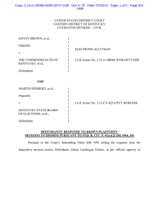 UNITED STATES DISTRICT COURT EASTERN DISTRICT OF KENTUCKY COVINGTON DIVISION – CIVIL