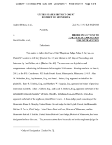 UNITED STATES DISTRICT COURT DISTRICT OF MINNESOTA ORDER ON MOTIONS TO