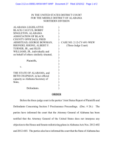 IN THE UNITED STATES DISTRICT COURT NORTHERN DIVISION ALABAMA LEGISLATIVE