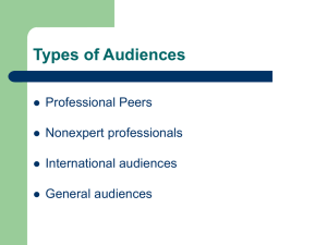 Types of Audiences Professional Peers Nonexpert professionals International audiences