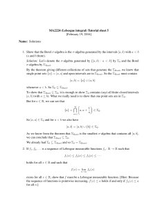 MA2224 (Lebesgue integral) Tutorial sheet 5 [February 19, 2016] Name: Solutions