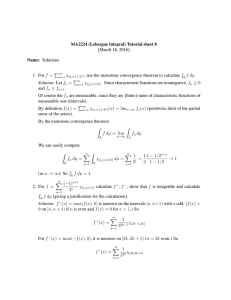 MA2224 (Lebesgue integral) Tutorial sheet 8 [March 18, 2016] Name: Solutions R