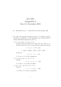 MA 22S1 Assignment 3 Due 2-4 November 2015