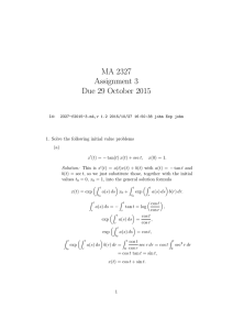 MA 2327 Assignment 3 Due 29 October 2015