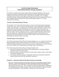 North Carolina Professional School-Based Physical Therapy Standards