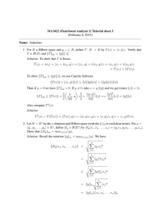 MA3422 (Functional Analysis 2) Tutorial sheet 3 [February 6, 2015] Name: Solutions