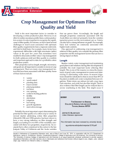 Crop Management for Optimum Fiber Quality and Yield Cooperative Extension