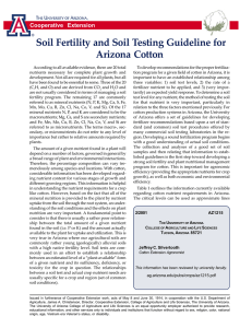 Soil Fertility and Soil Testing Guideline for Arizona Cotton Cooperative Extension