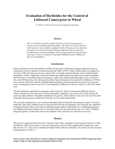 Evaluation of Herbicides for the Control of Littleseed Canarygrass in Wheat Abstract