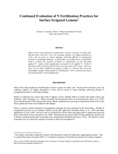 Continued Evaluation of N Fertilization Practices for Surface Irrigated Lemons  Abstract
