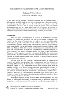 CORRESPONDENCES, FUNCTIONS AND ASSIGNATION RULES M. Downs, J. Mamona-Downs