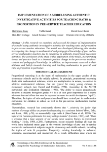 IMPLEMENTATION OF A MODEL USING AUTHENTIC PROPORTION IN PRE-SERVICE TEACHER EDUCATION
