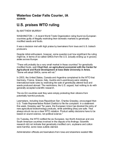 U.S. praises WTO ruling Waterloo Cedar Falls Courier, IA