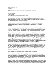 Gazette Online, IA 09-04-07  Culver introduces energy czar, Power Fund board members