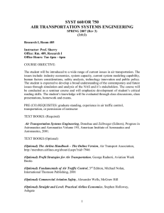 SYST 660/OR 750 AIR TRANSPORTATION SYSTEMS ENGINEERING