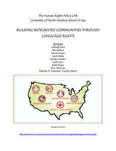 BUILDING INTEGRATED COMMUNITIES THROUGH LANGUAGE RIGHTS The Human Rights Policy LAB