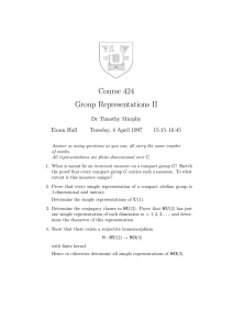 Course 424 Group Representations II Dr Timothy Murphy Exam Hall