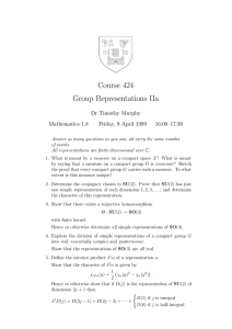 Course 424 Group Representations IIa Dr Timothy Murphy Mathematics 1.8