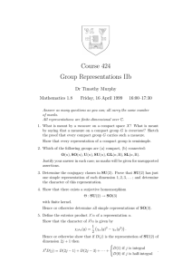 Course 424 Group Representations IIb Dr Timothy Murphy Mathematics 1.8