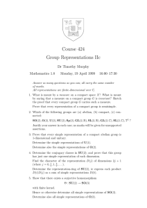 Course 424 Group Representations IIc Dr Timothy Murphy Mathematics 1.8