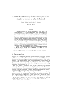 Ambient Radiofrequency Power: the Impact of the David Malone