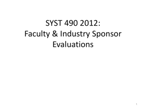 SYST 490 2012: Faculty &amp; Industry Sponsor Evaluations 1