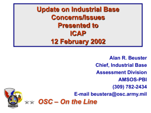 Update on Industrial Base Concerns/Issues Presented to ICAP