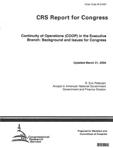 CRS Report for Congress for Continuity of Operations (COOP) in the Executive
