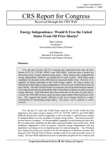 CRS Report for Congress Energy Independence: Would It Free the United