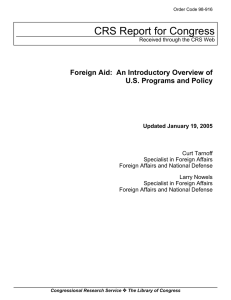 CRS Report for Congress Foreign Aid:  An Introductory Overview of