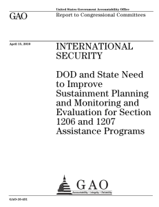 GAO INTERNATIONAL SECURITY DOD and State Need