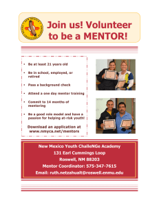 Join us! Volunteer to be a MENTOR!