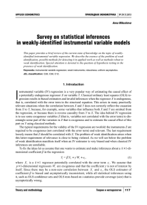 Survey on statistical inferences in weakly-identified instrumental variable models Anna Mikusheva