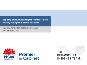 Applying Behavioural Insights to Public Policy  Nudging for Better Health Conference