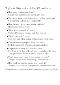 Topics for 2009 version of Stat 402, section A