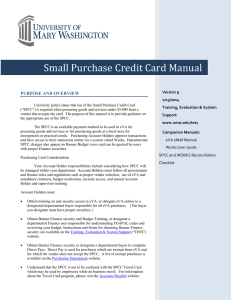 Small Purchase Credit Card Manual PURPOSE AND OVERVIEW