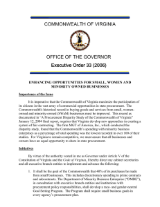 COMMONWEALTH OF VIRGINIA OFFICE OF THE GOVERNOR Executive Order 33 (2006)