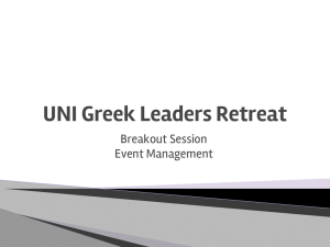 UNI Greek Leaders Retreat Breakout Session Event Management