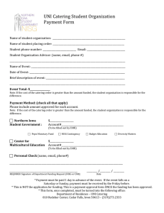 UNI Catering Student Organization Payment Form