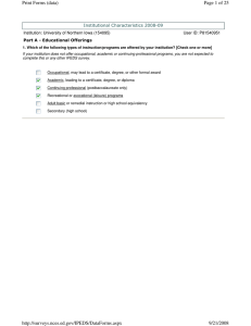 Page 1 of 25 Print Forms (data) Institutional Characteristics 2008-09 User ID: P81540951