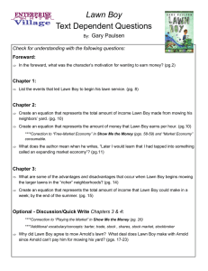 Lawn Boy Text Dependent Questions Gary Paulsen