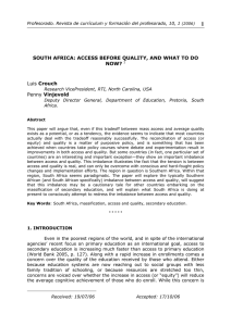 1 SOUTH AFRICA: ACCESS BEFORE QUALITY, AND WHAT TO DO NOW? Crouch