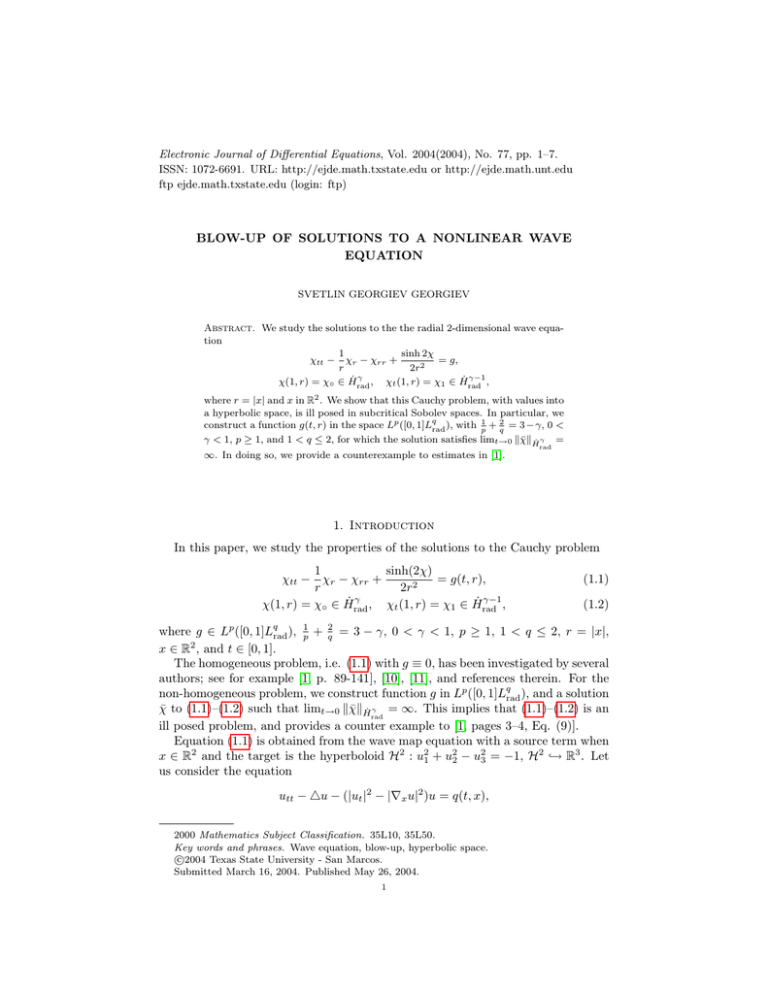 Electronic Journal of Differential Equations, Vol. 2004(2004), No. 77, pp.... ISSN: 1072-6691. URL:  or