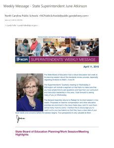Weekly Message + State Superintendent June Atkinson